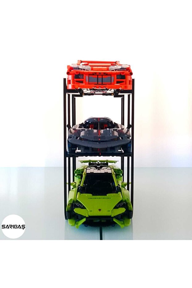 Technic Yapım Oyuncakları - Koleksiyonluk 1:16 Ölçek Model Araba Uyumlu 3 Katlı - Sergi Stant - 4