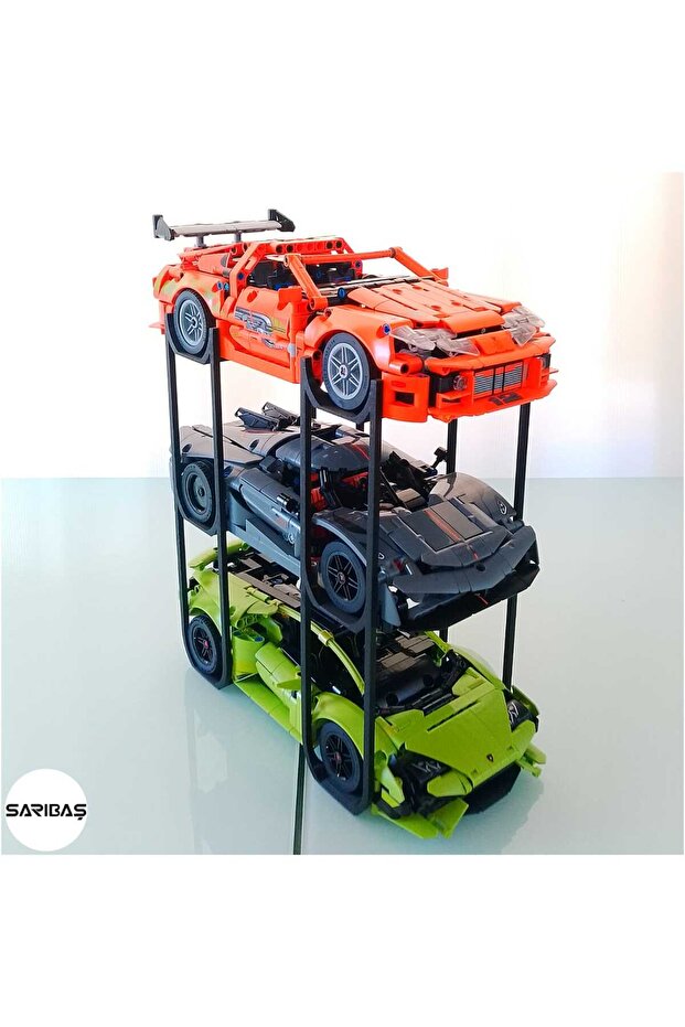 Technic Yapım Oyuncakları - Koleksiyonluk 1:16 Ölçek Model Araba Uyumlu 3 Katlı - Sergi Stant - 1