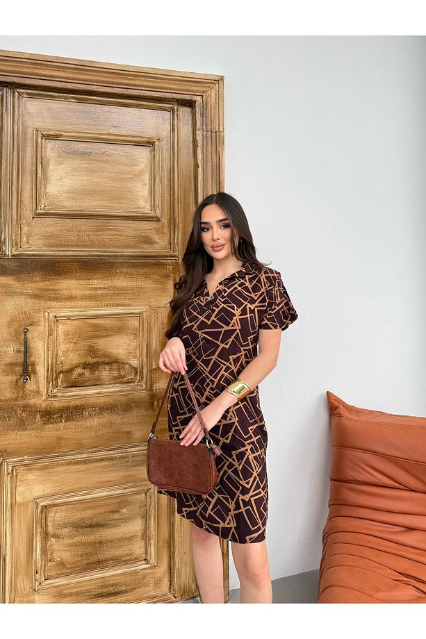 Desenli elbise tunik - 4