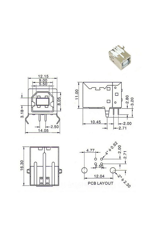 Usb Type B Dişi Soket USB 2.0 4 Pin Lehimlenebilir Elektronik Cihaz Usb Port Adaptör Konnektör - 5