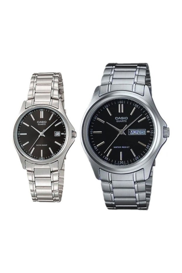 Lover Couple Wristwatch with Dial Black Cord Metallic Color Function 2 Years Warranty