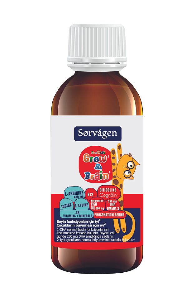 Grow&Brain L-arjinin, Sitikolin, Fosfatidilserin, DHA Omega 3, B12, L- lizin, Multi Vitamin - 4