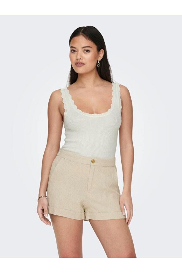Jdynanna S/L Scallop Edge Top Knt Noos