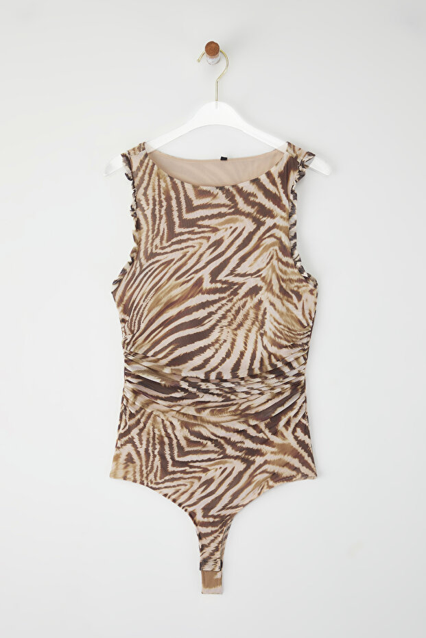 Çok Renkli Zebra Desenli Astalı Tül Örme Body TPRSS25BD00003 - 10
