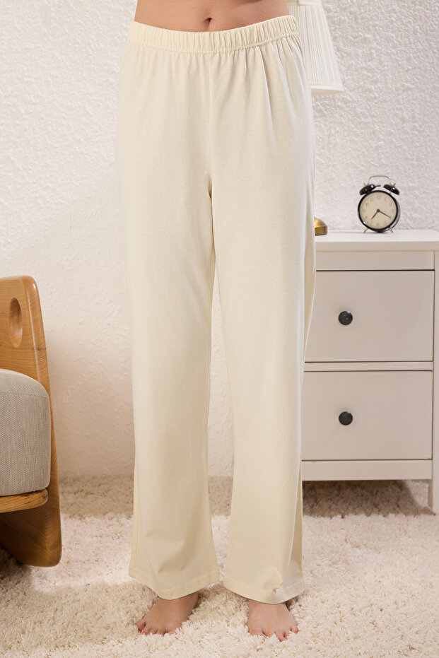 Bej %100 Pamuklu Ayıcıklı Örme Pijama Takımı THMSS23PT00134 - 3