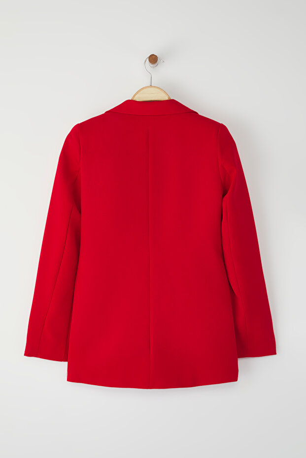 Kırmızı Regular Astarlı Düğmeli Dokuma Blazer Ceket TWOAW22CE0165 - 9