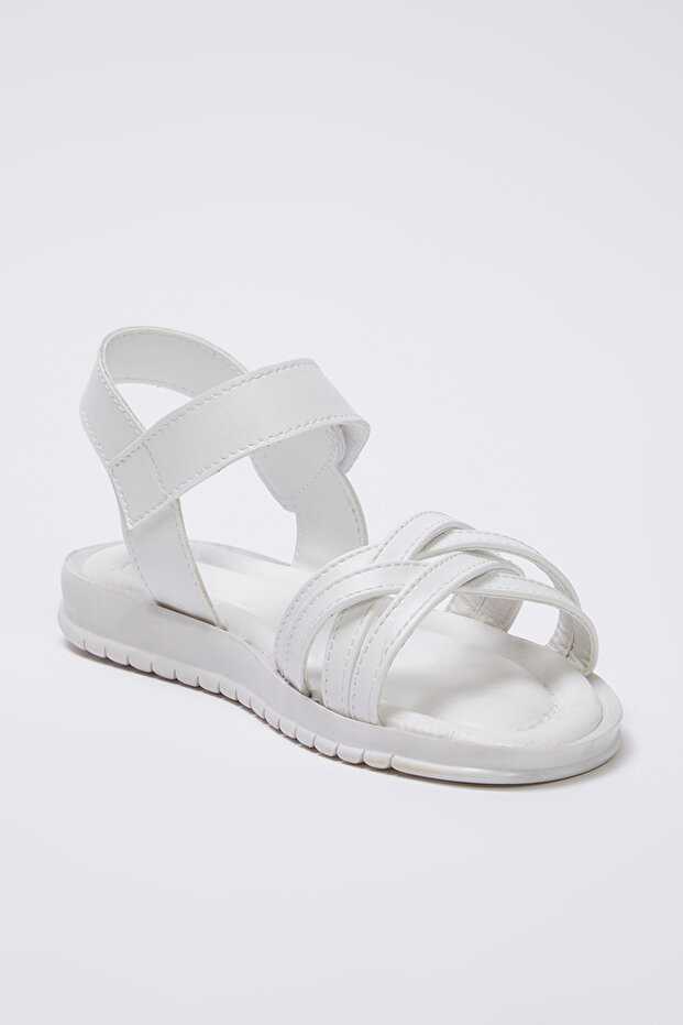 Beyaz Cırt Bantlı Büyük/Küçük Kız Çocuk Kids Sandalet TAKSS25SD00040 - 2