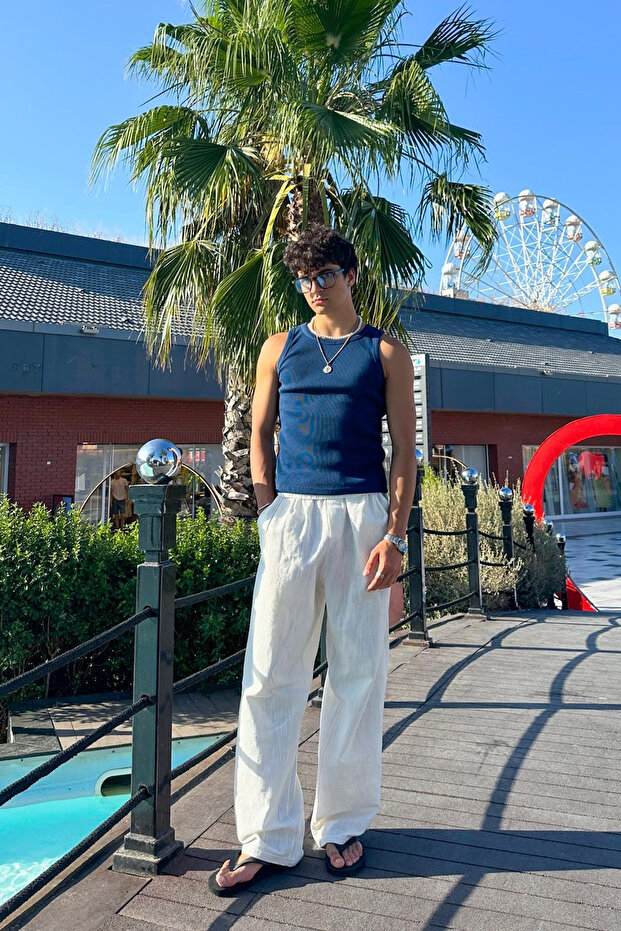 Unisex Lycra Indigo Ribbed Undershirt
