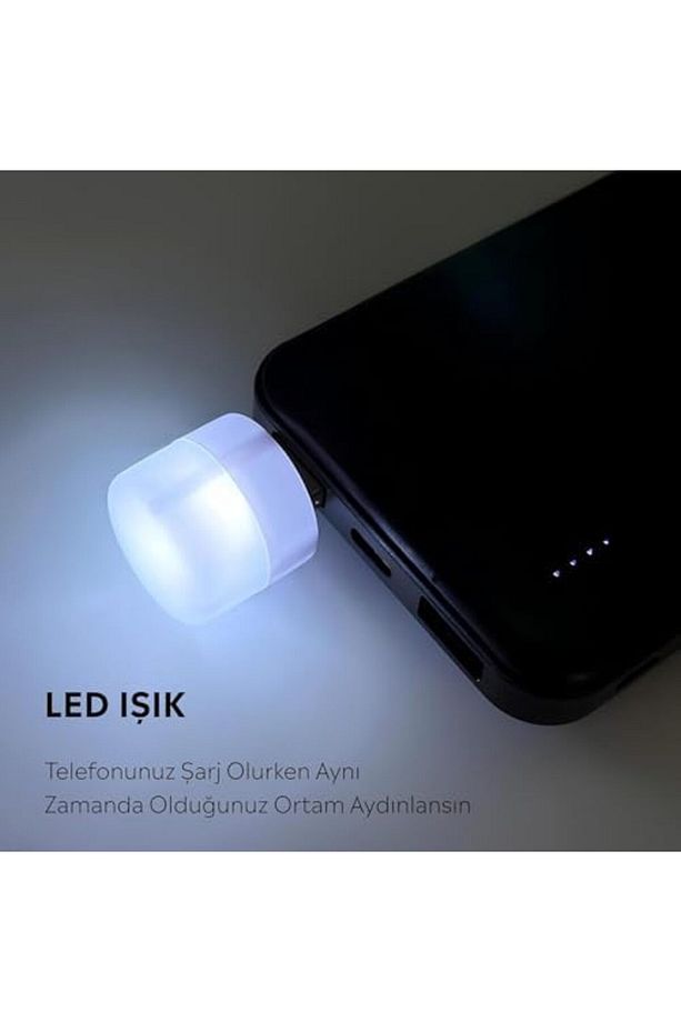 daliashops 10000 Mah Led Işıklı Hafif Tasarım Taşınabilir Powerbank 2 Usb 1 Micro 1 Type C Gir - 2