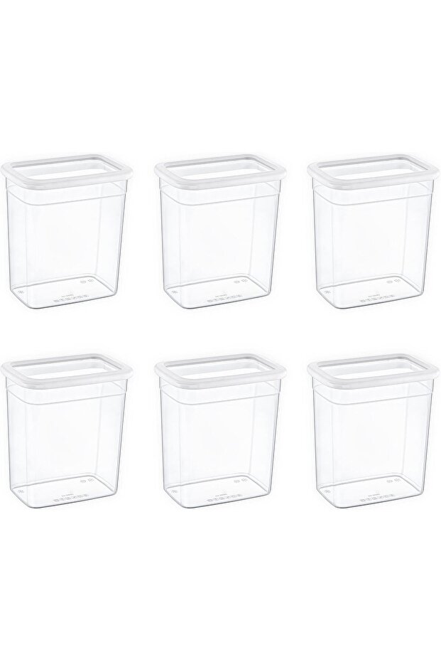 Snshop Set of 6 Skali Rectangular Storage Container White 2350 ml - White, Multi-Purpose Storage Container - 1
