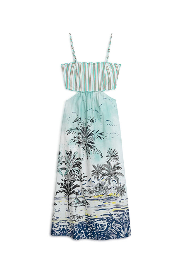 DESENLİ CUTOUT ELBİSE - 3