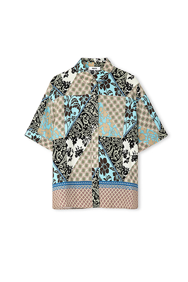 Desenli viskoz gömlek - 3