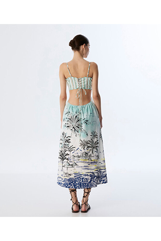 DESENLİ CUTOUT ELBİSE - 6