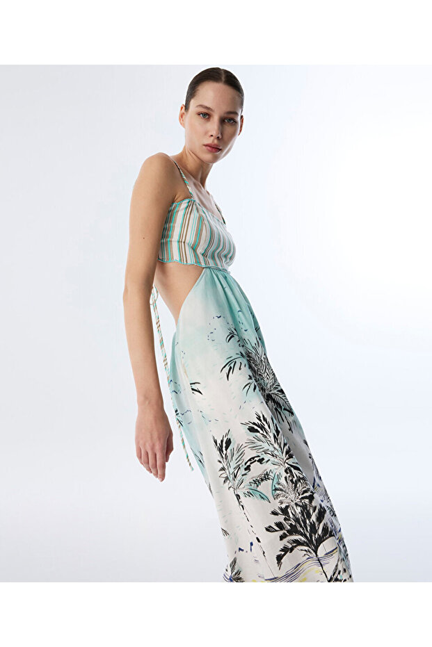 DESENLİ CUTOUT ELBİSE - 2