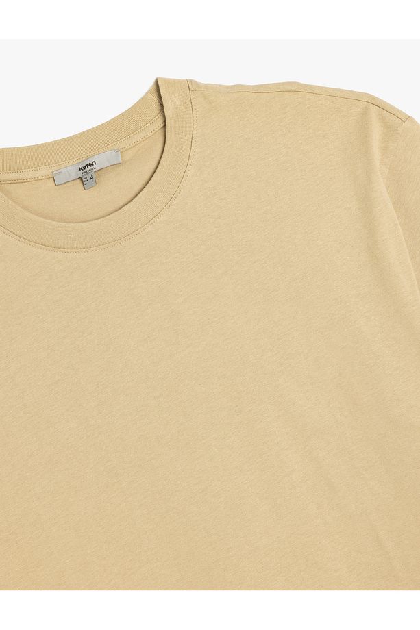 Kısa Kollu Pamuklu Bisiklet Yaka Basic Oversize Tişört - 3