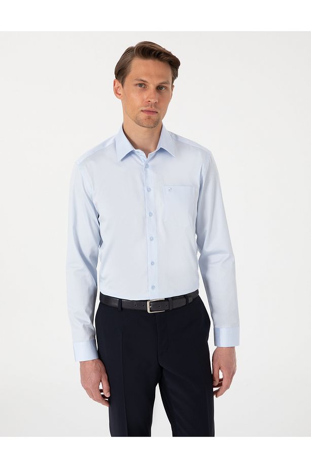 Açık Mavi Regular Fit Uzun Kollu Basic Gömlek 50302972-VR003 - 1