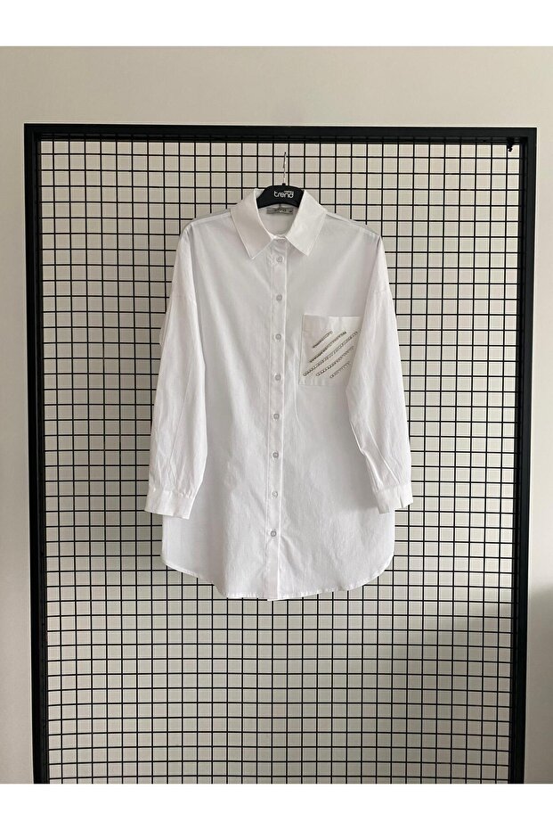 Chest Embroidered Pocket Shirt