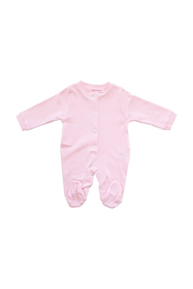 Sade Pembe Bereli Eldivenli Bebek Tulum - 2