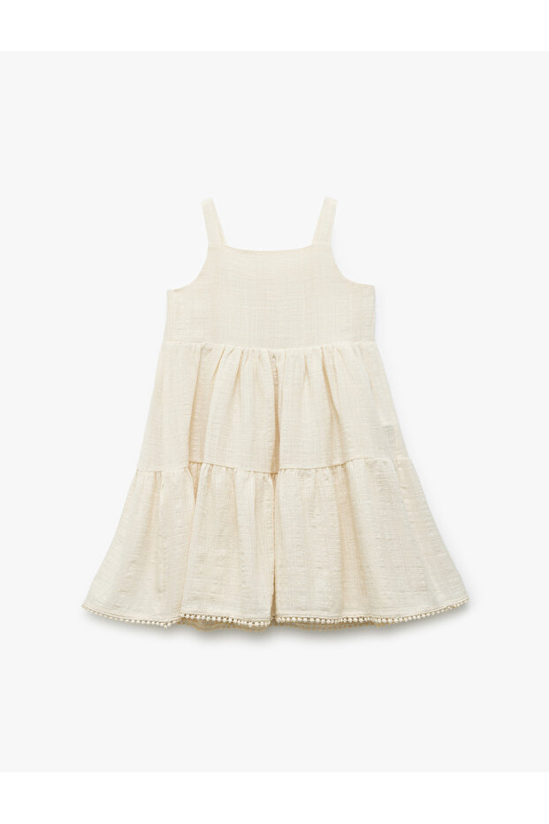 Gimped Cotton Pleated Strap Dress