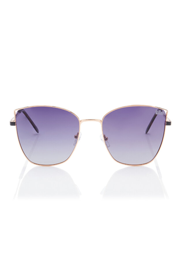 Polarized Sunglasses Gold Frame Gradient Purple Grey Mirror Lens 59mm - LC1202C01
