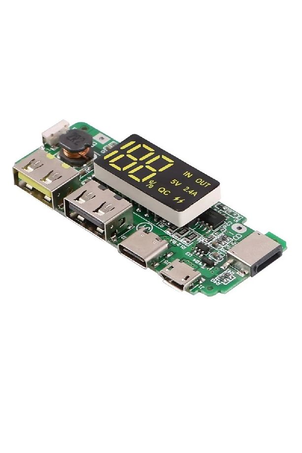 Powerbank Devresi Ekranlı 5V 2.4A Dual Usb Çıkış Type C Micro Usb Giriş Lityum Lion 18650 Pil Şarj - 3