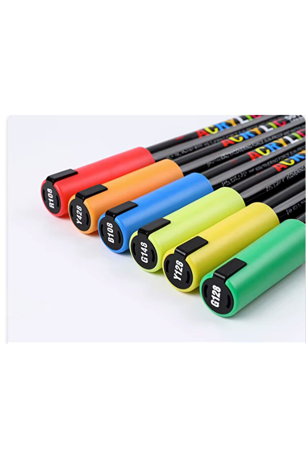 Set of 12 acrylic markers, 2 thin and thick heads, 0.4 mm tip, for various surfaces, quick drying - 11