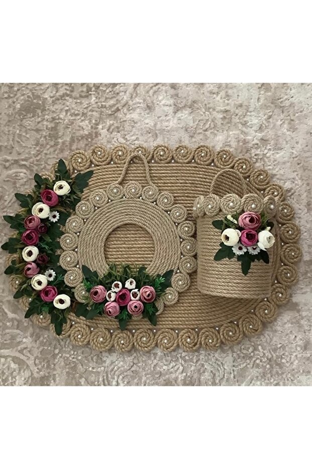 Hasır Paspas Kapı Süsü Posta Kutusu Takımı - 1