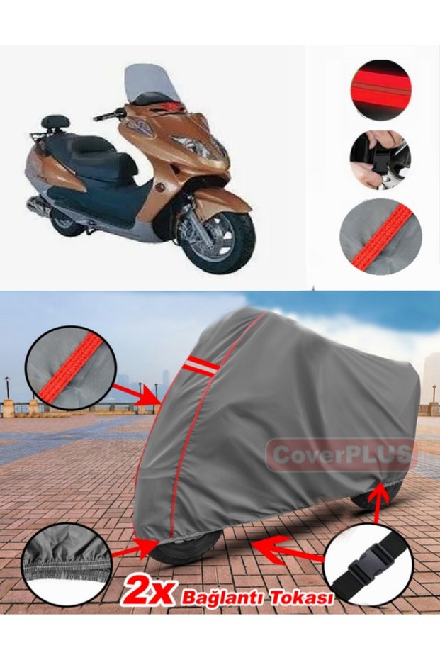 Asian as 150 t 19 a Tarpaulin Motor Tarpaulin Motorcycle Cover Tent Red Stitched Gray