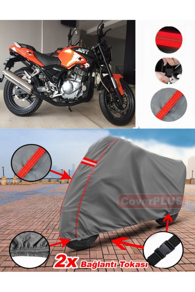 Bumoto/Jinling Ventura F250Cc Tarpaulin Engine Tarpaulin Motor Bike Cover Tent Red with Grey Stitching