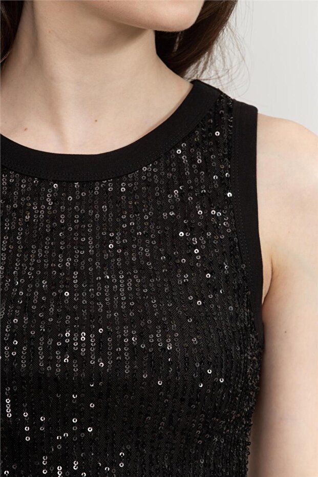ALEXIA SEQUINS TANK TOP Kadın Siyah Atlet W5GP06KCS10-JBLK - 4