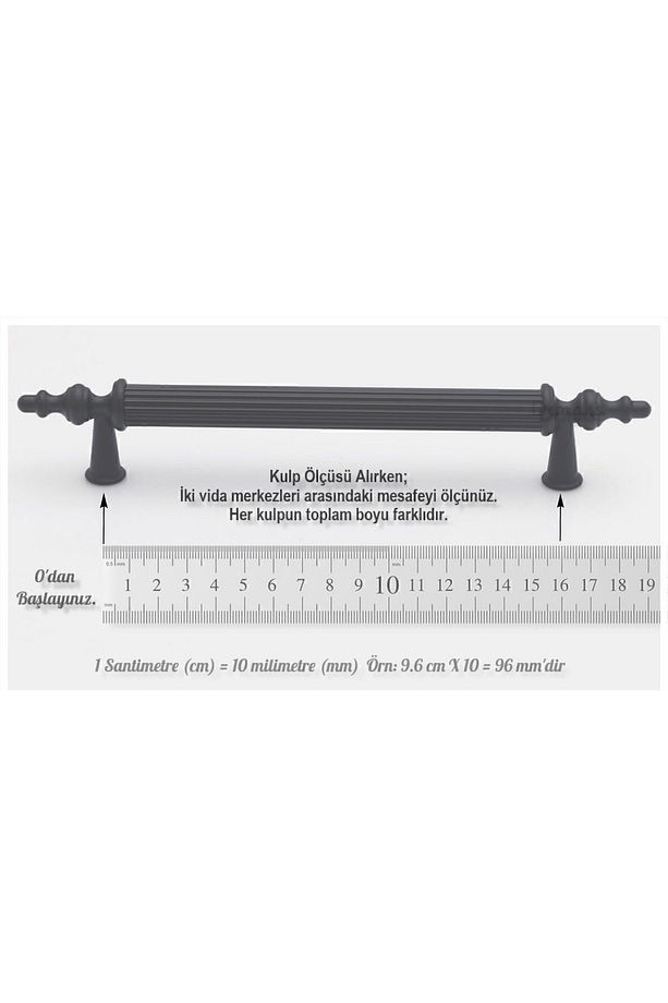 EFSUN METAL KULP SİYAH 192MM 1 ADET KULP DOLAP KULP MOBİLYA KULP - 2