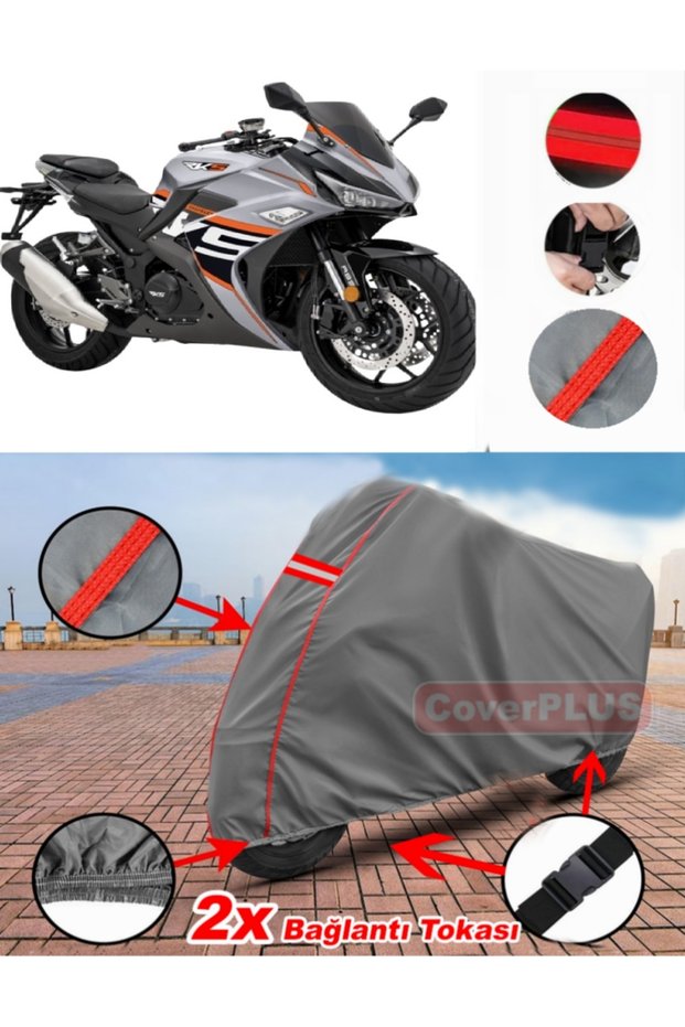 Rks R250 Tarpaulin Motor Tarpaulin Motorcycle Cover Tent Red Stitched Gray
