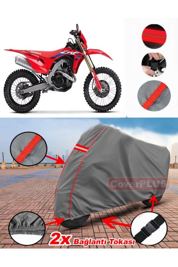 Honda Crf 450 X Tarpaulin Motor Tarpaulin Motorbike Cover Tent Red Stitched Gray