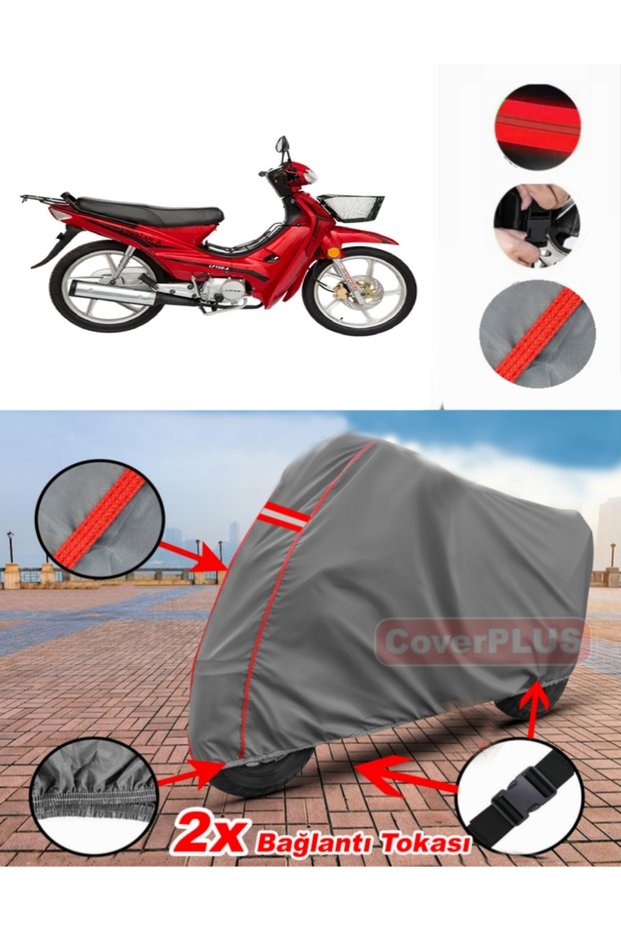 Lifan Lf100-A Tarpaulin Motor Tarpaulin Motorcycle Cover Tent Red with Stitching Grey