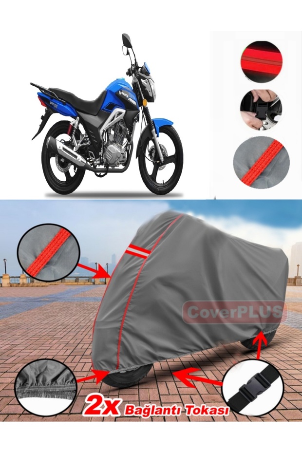 Yuki Tn150-3A Driver Tarpaulin Motor Tarpaulin Motorcycle Cover Tent Red Stitched Gray