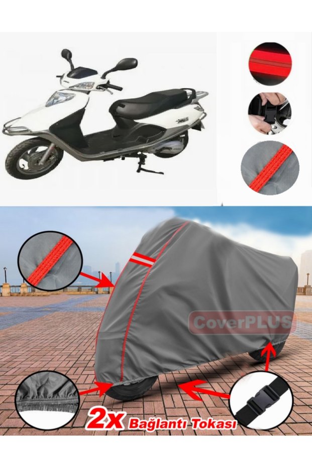 Arora Ar 100T-2B Tarpaulin Motor Tarpaulin Motorcycle Cover Tent Red Stitched Gray