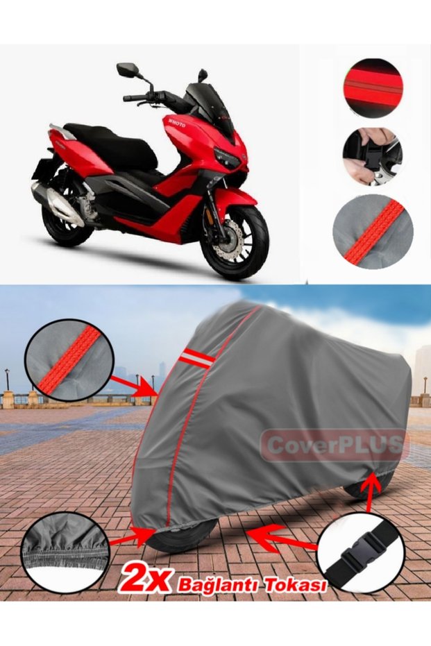 Bumoto/Jinling Regnum 250Cc Tarpaulin Engine Tarpaulin Motor Bike Cover Tent Red with Grey Stitching