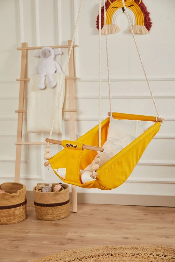 Rüya Ahşap Bebek Hamak %100 Pamuklu Ev Tipi Tavan Salıncak - 2