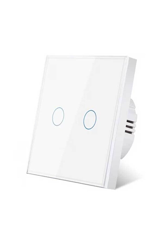 White Double Touch Switch, Tempered Glass, LED - 1