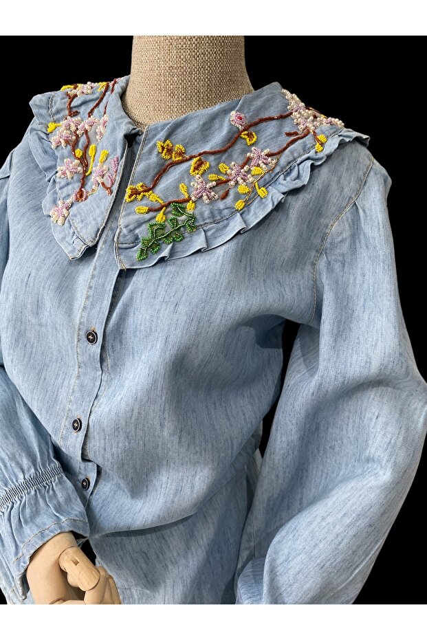 Kristal taş işlemeli gömlek - 1