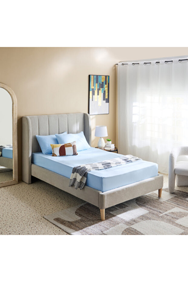 ملاءة سرير فردية من الألياف الدقيقة الصلبة من ديربي، مقاس 90×190+20 سم - 7