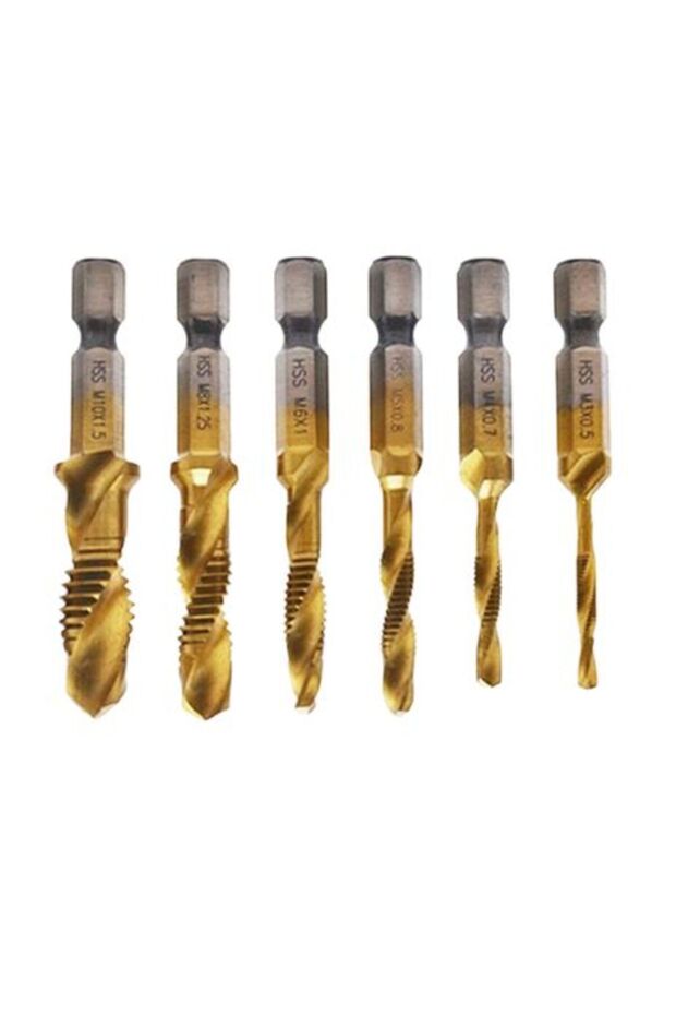 Klavuz Seti 1/4 Bıts Kendinden Matkap Uçlu M3 M4 M5 M6 M8 M10 Hss Titanyum - 3