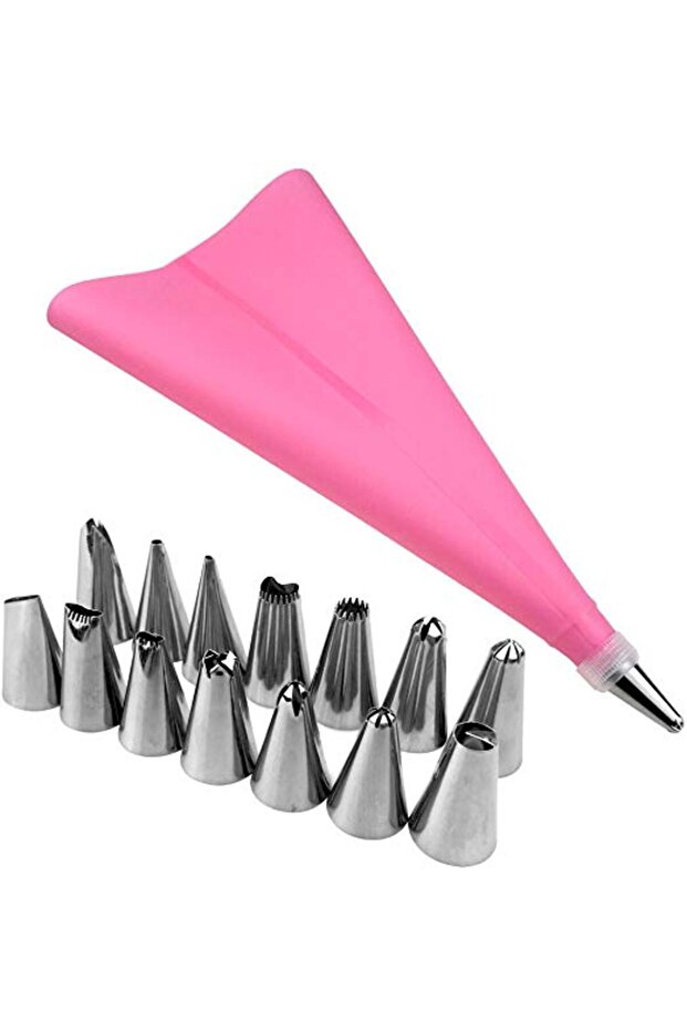 Cream Piping Bags 14 Pieces 12 Different Steel Tip Cream Pumps