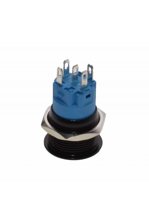 Black Push Button 19mm with Latching and Red LED, ElectroAZ - 6