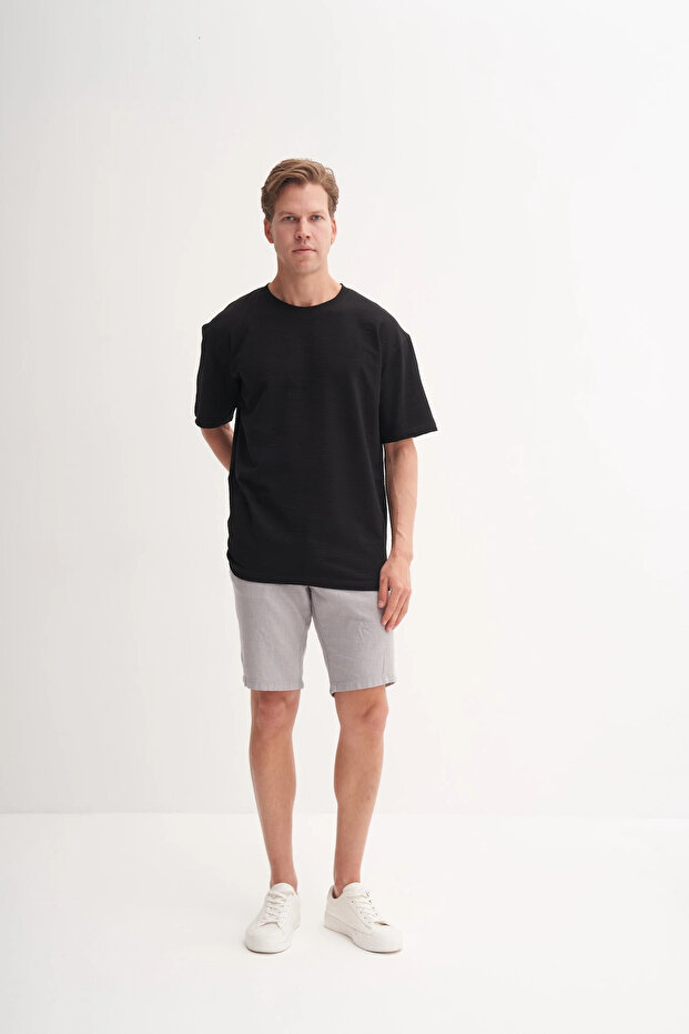 Crew Neck Relax Fit Honeycomb Patterned T-Shirt 4181