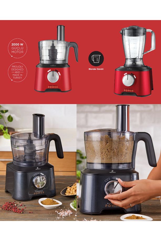 Rendeleme, Dilimleme, Yoğurma ve Çırpma 10 Ürün 1 Arada Mutfak Robotu, Blender Seti 2000w - 1