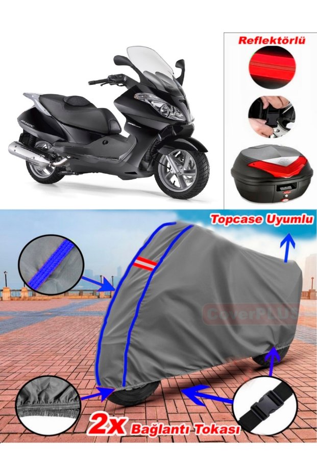 Blue Stitched Gray Aprilia Atlantic 500 Sprint Tarpaulin Topcase Rear Bag Compatible Motor Tarpaulin