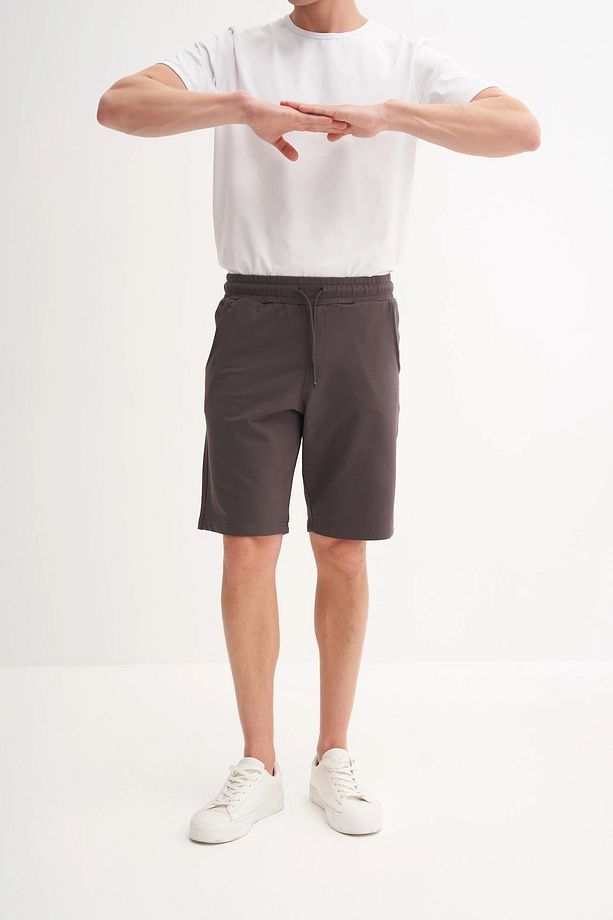 Slim Fit Dar Paça Likralı Örme Bermuda Şort 6082 - 1
