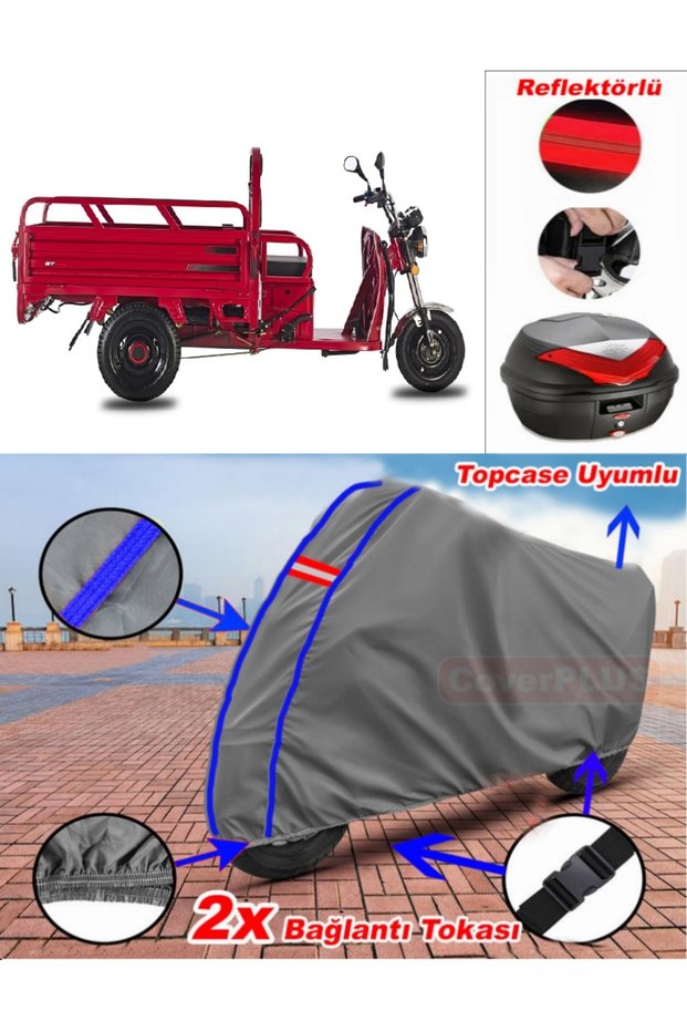 Blue Stitched Gray Stmax Gf 700 Tarpaulin Topcase Rear Bag Compatible Motor Tarpaulin