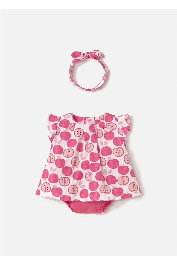 Baby Girl Hair Band Top and Bottom Set Pink 1260